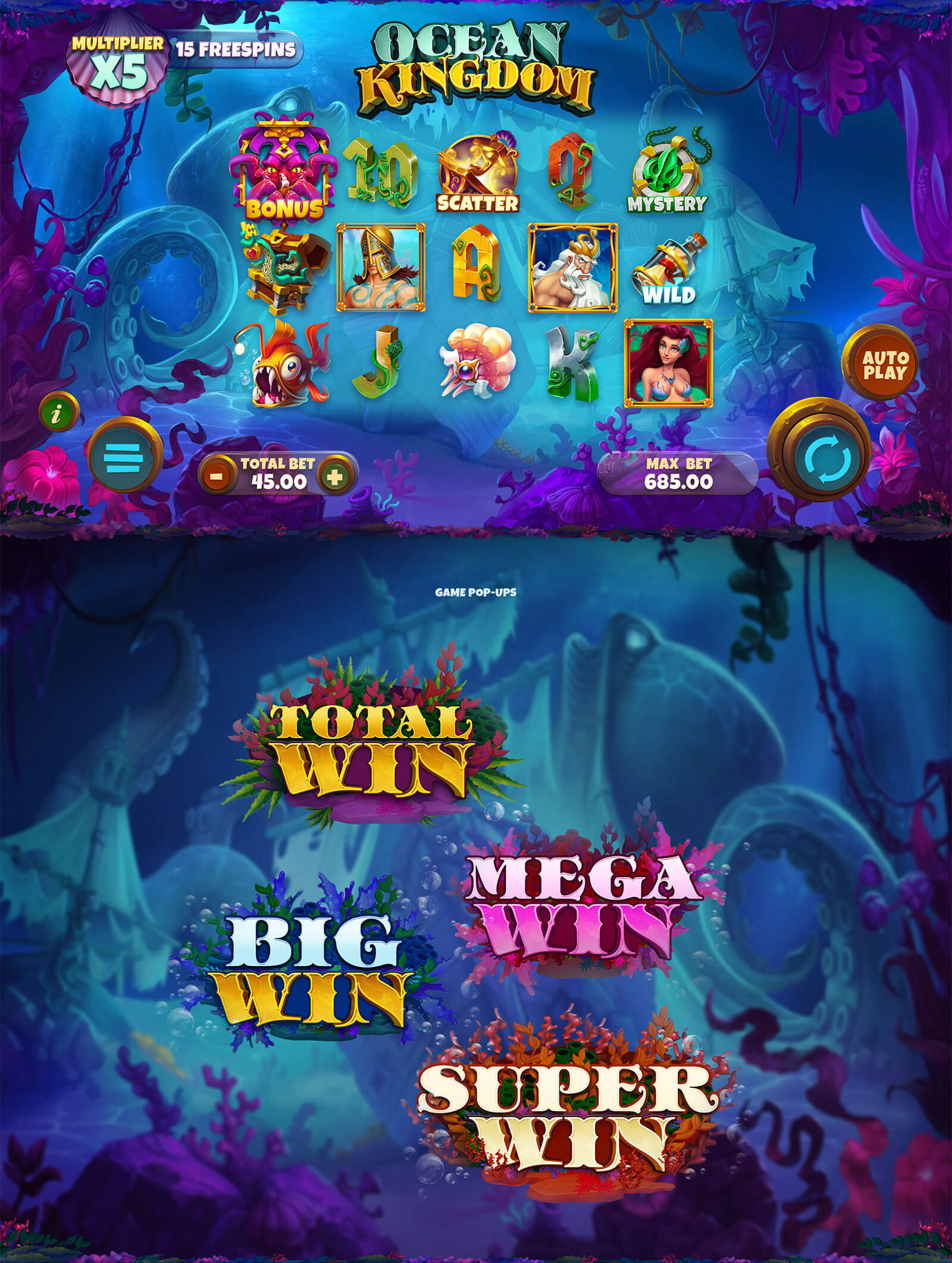 Ocean Kingdom slot machine design