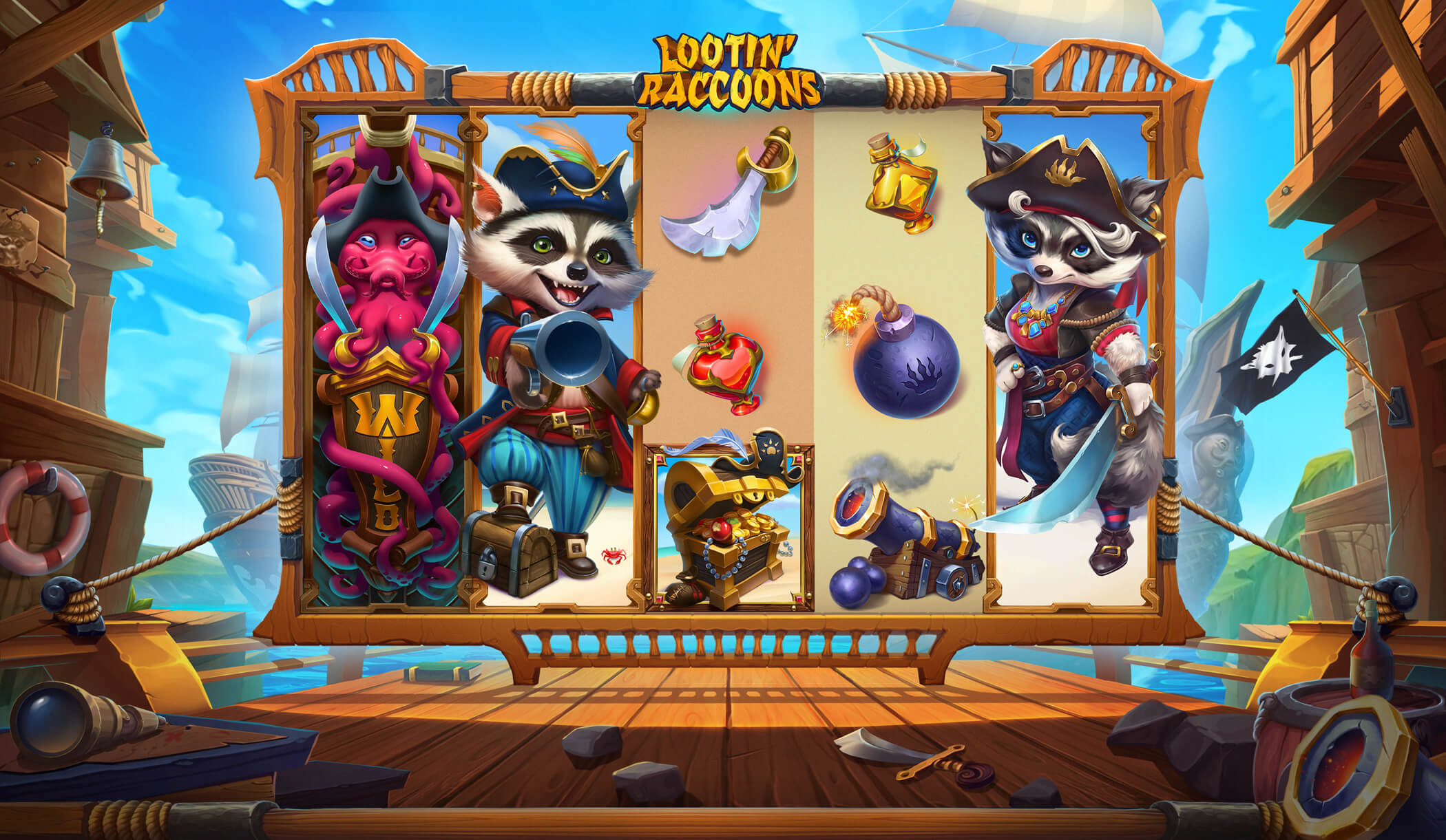 Lootin’ Raccoons slot machine art