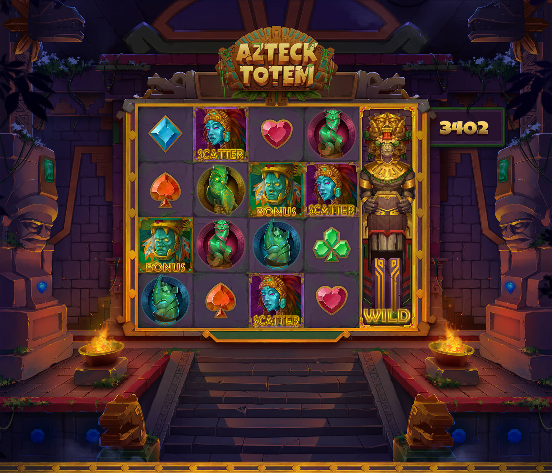 Aztec totem slot machine design