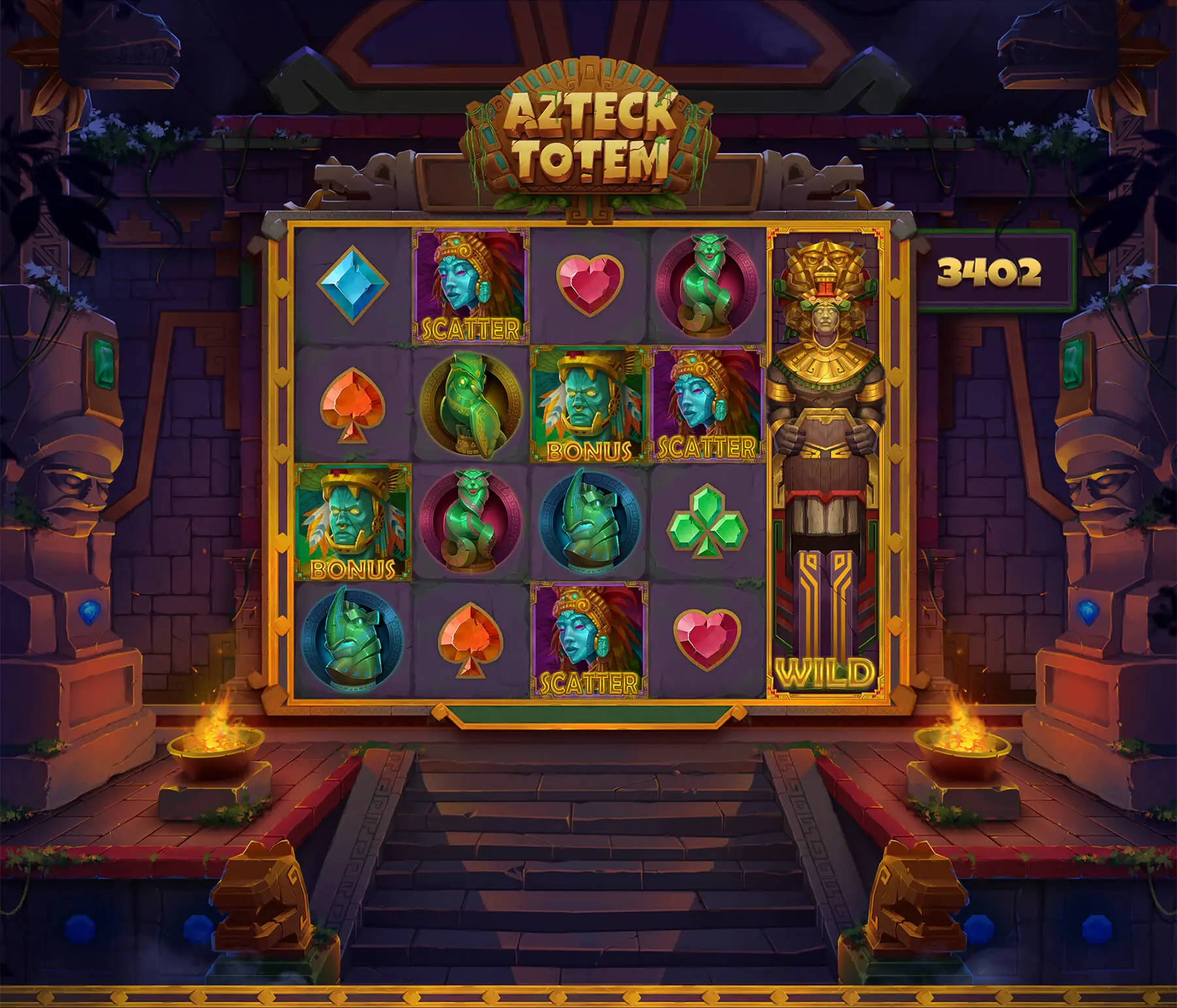 Aztec totem slot machine design